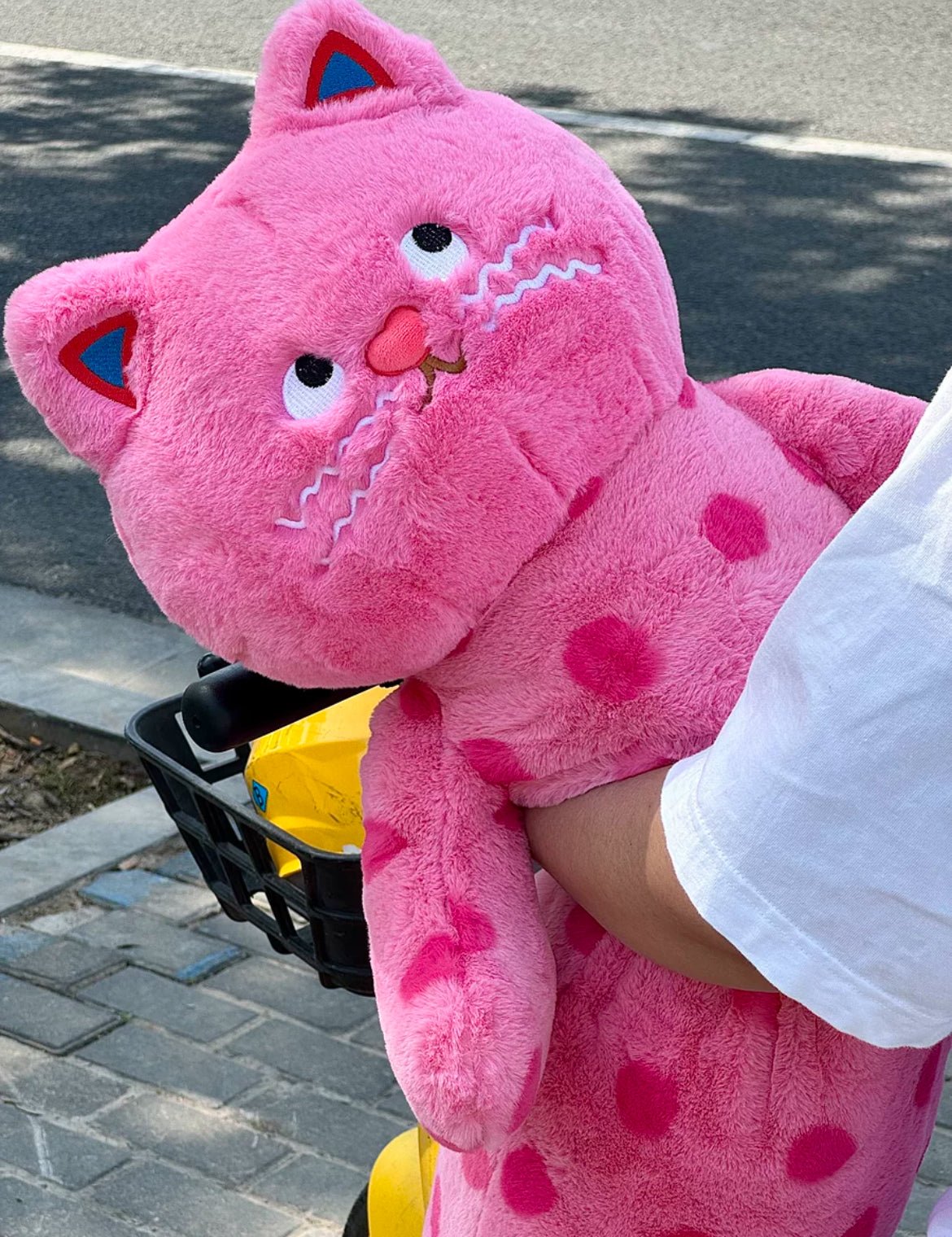 Big Pink Polka Dot Cat