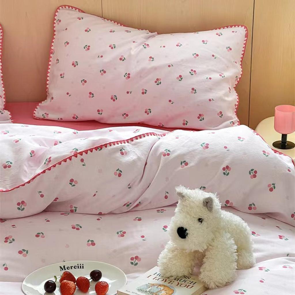 Cute Cherry Print Bedding Set - Pink