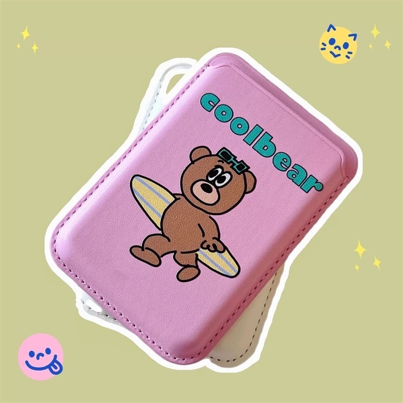 Cartoon Bear Wallet MagSafe Card Holder