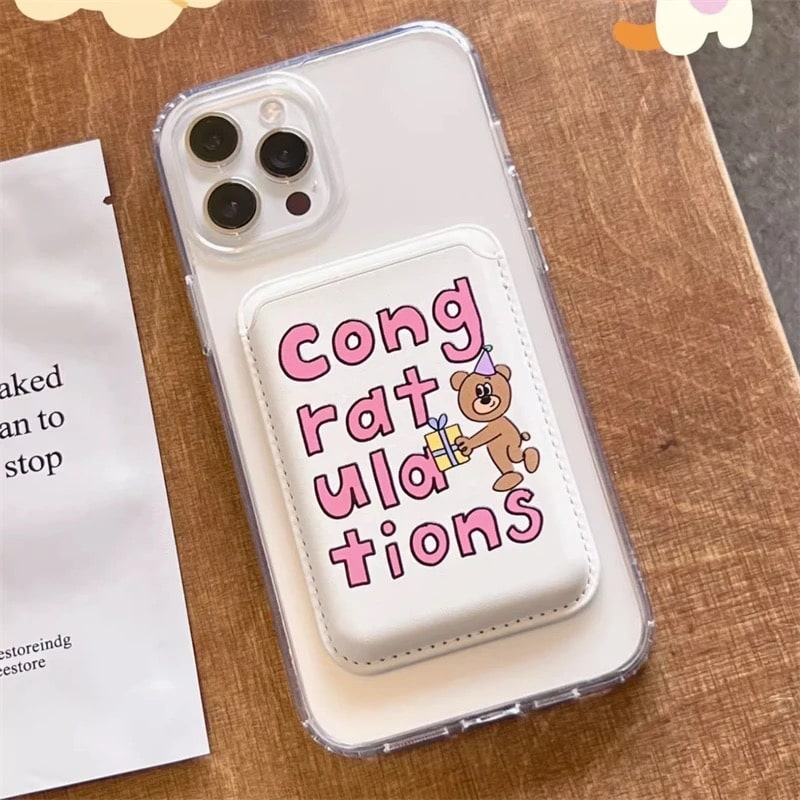 Cartoon Bear Wallet MagSafe Card Holder