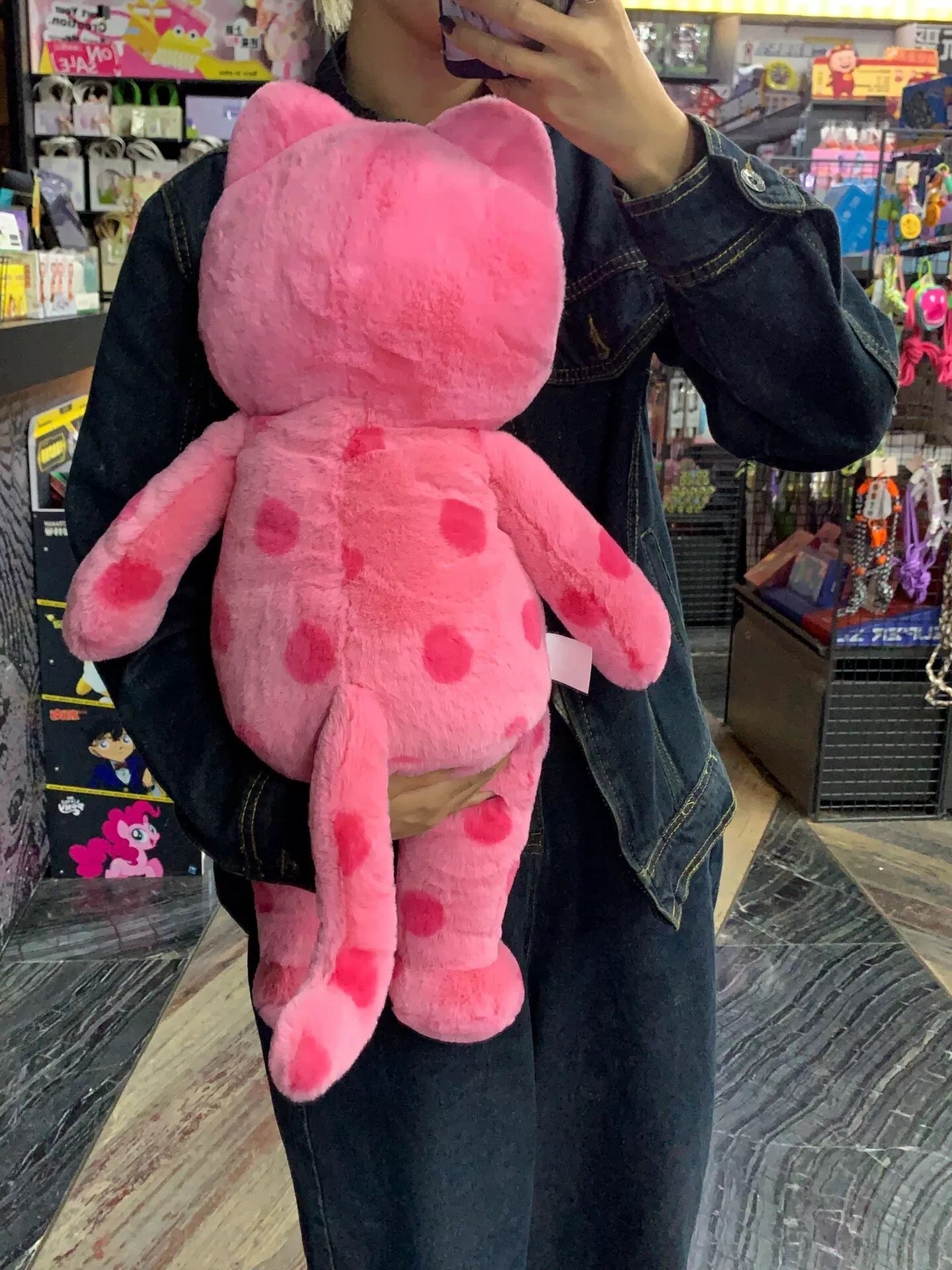 Big Pink Polka Dot Cat