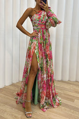 inostorâ„?Fashion Print Sexy Slash Neck Backless Party Dress Elegant Bohemian Wedding Guest Dress