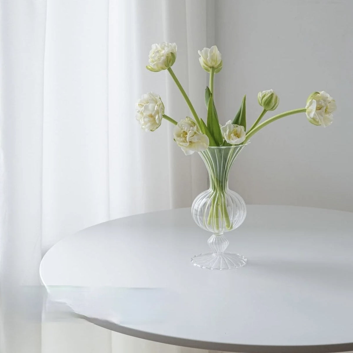 Rounded Glass Flute Vase