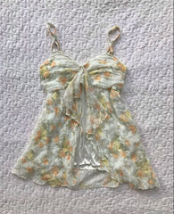 Yellow Flutter Flower Layered Top