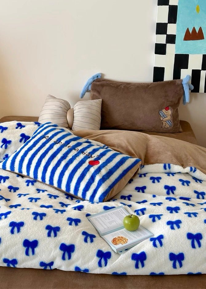 Blue Bow Duvet Cover Set