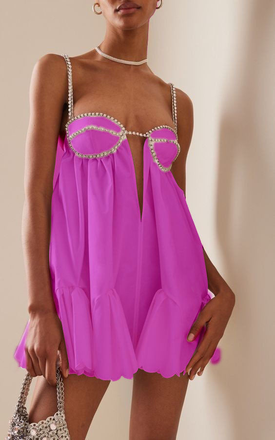 inostorâ„?Crystal Trimmed Scallop Mini Dress