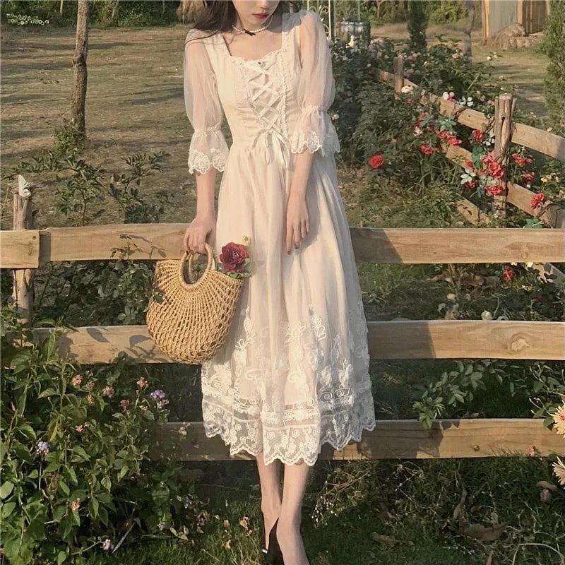 French Vintage Midi Dress