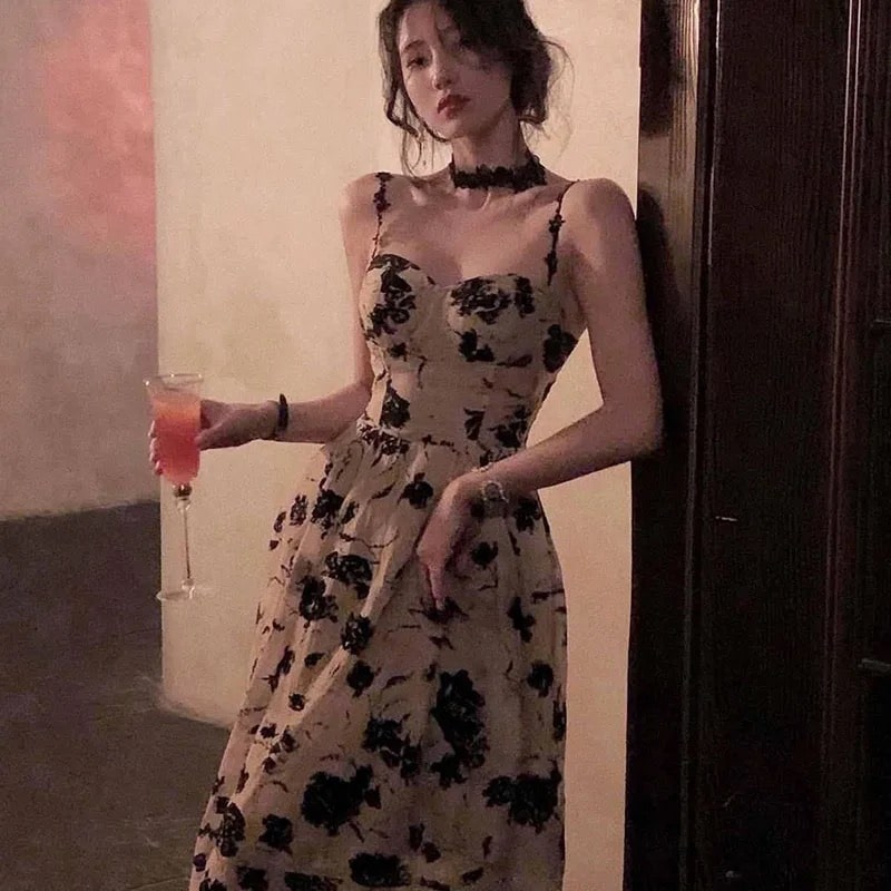 Floral Strap Midi Dress
