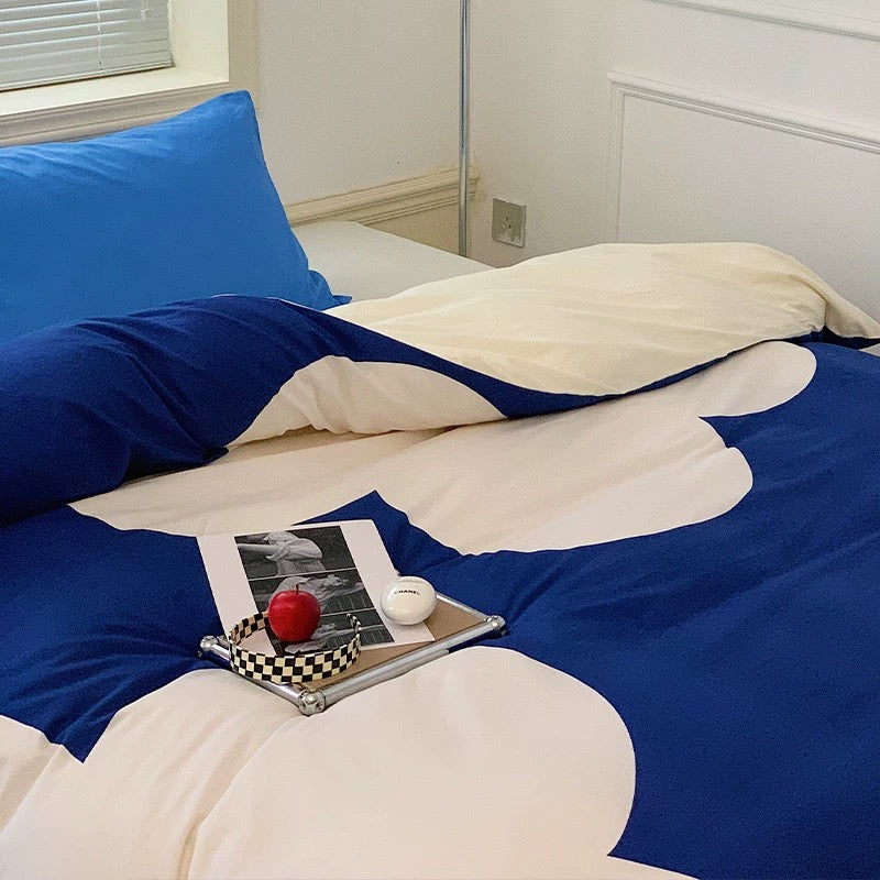 Blue Floral Cotton Bedding Set