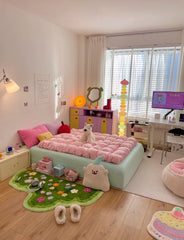 Green Floral Bedroom Rug