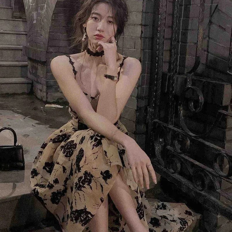 Floral Strap Midi Dress