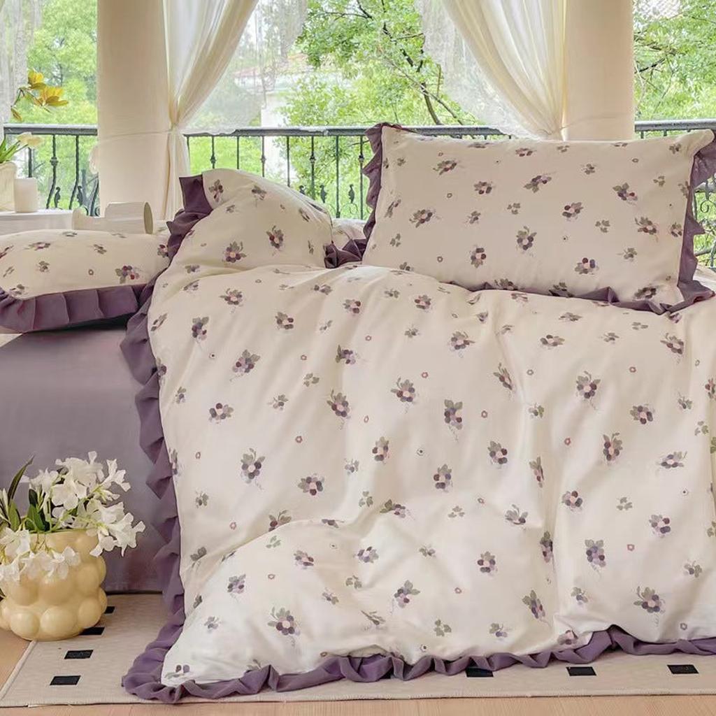 Fruit Ruched Bedding Set - Cherry