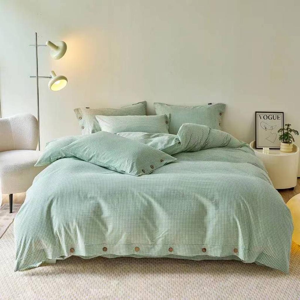 Gingham Bedding Set - Grey