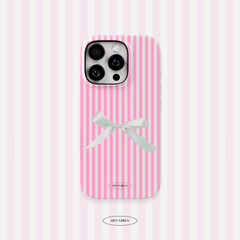 Coquette Pink Striped iPhone Case