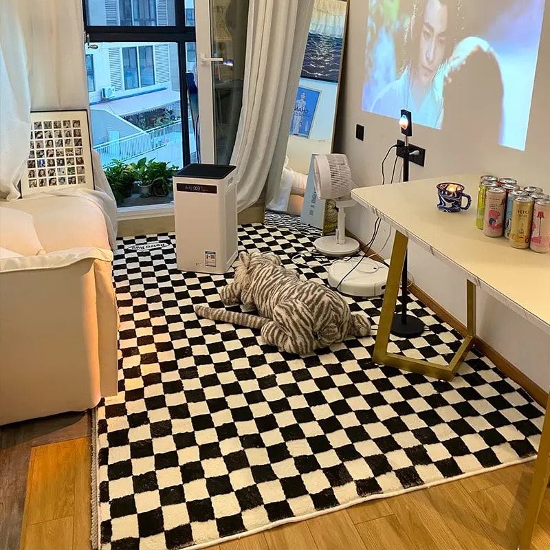 Handmade Retro Checkerboard Rug