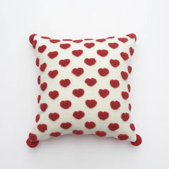 Heart Tufted Throw Pillow with Pom-pom