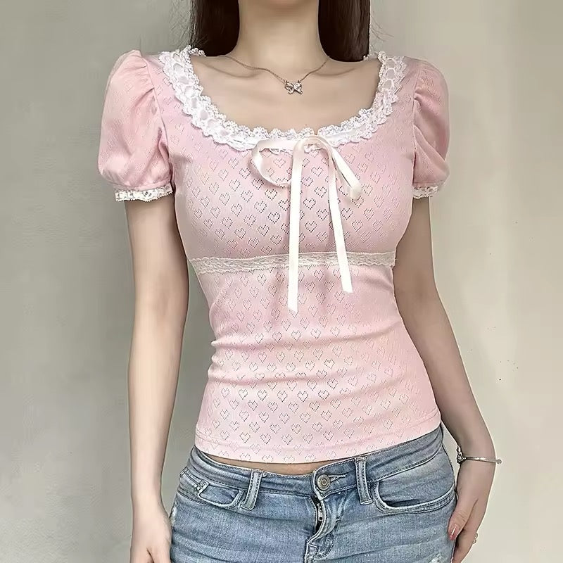 Coquette Pink Top with Bow