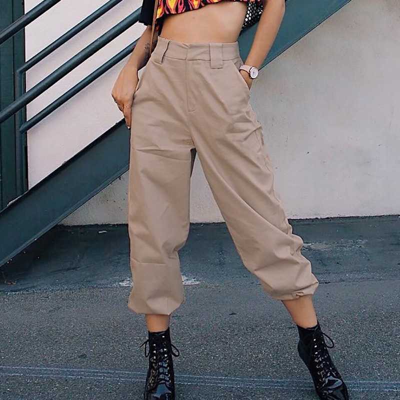 High Waisted Baggy Carrot Trousers Cargo Pants With Chains