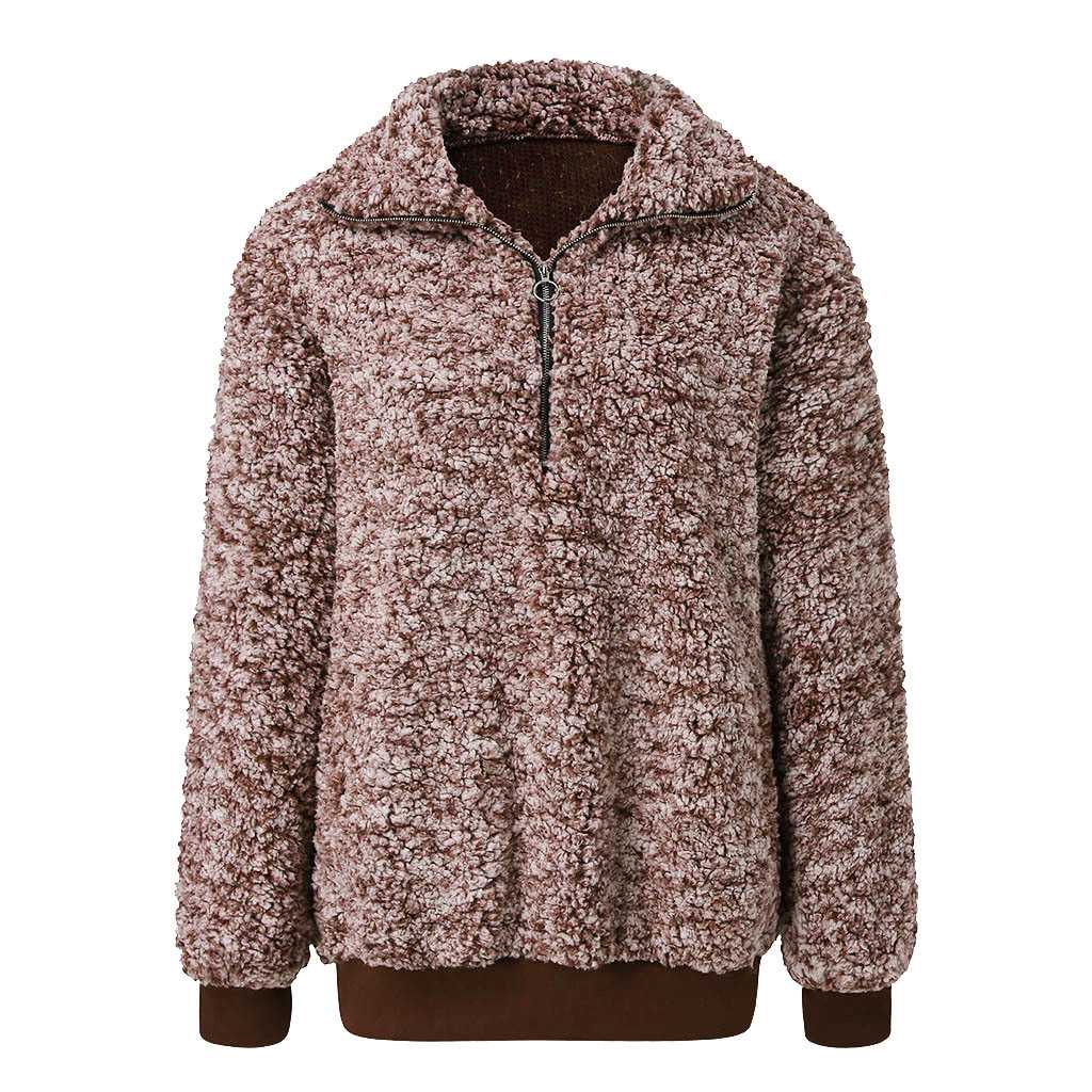 Faux Fur Sherpa Fleece Pullover Teddy Bear Sweatshirt