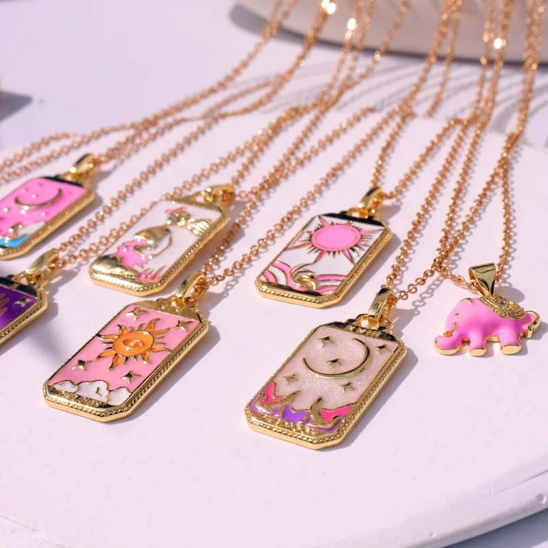Pink Tarot Card Necklace