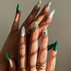 Abstract Wave Stripes Stiletto Press On Nails