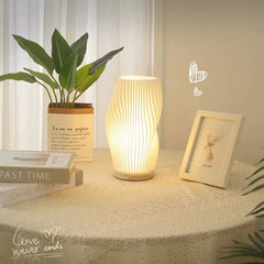 Cream Striped Desk Lamp