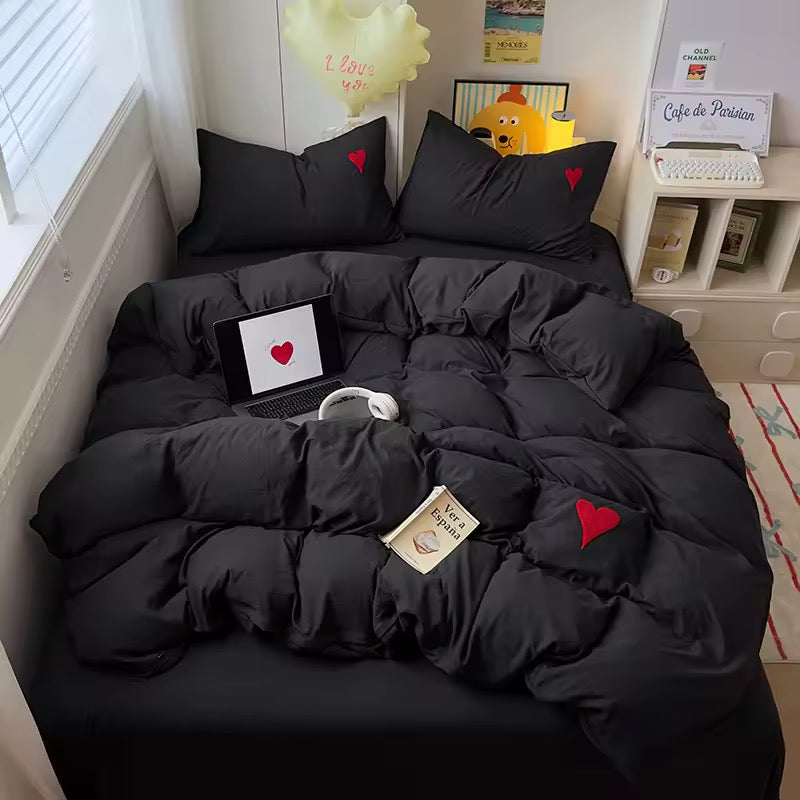 White Heart Coquette Bedding Set