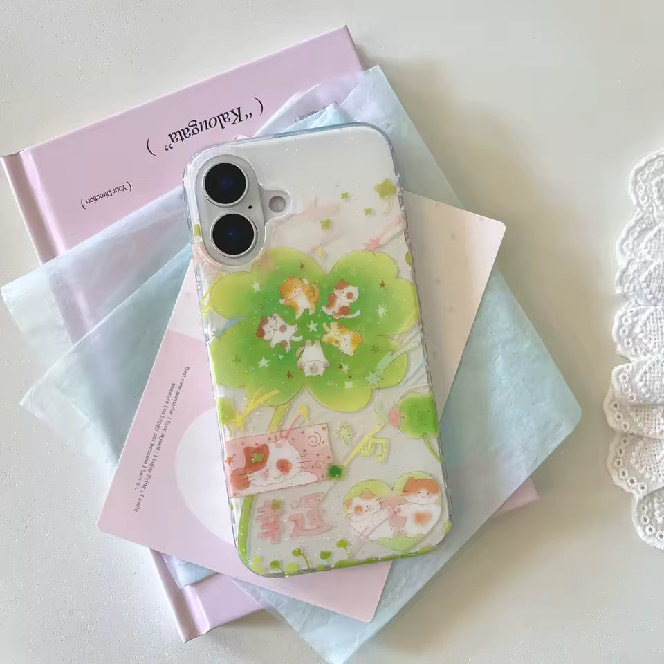 Lucky Cat Clover iPhone Case