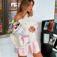 Coquette Pink Bow Sweater