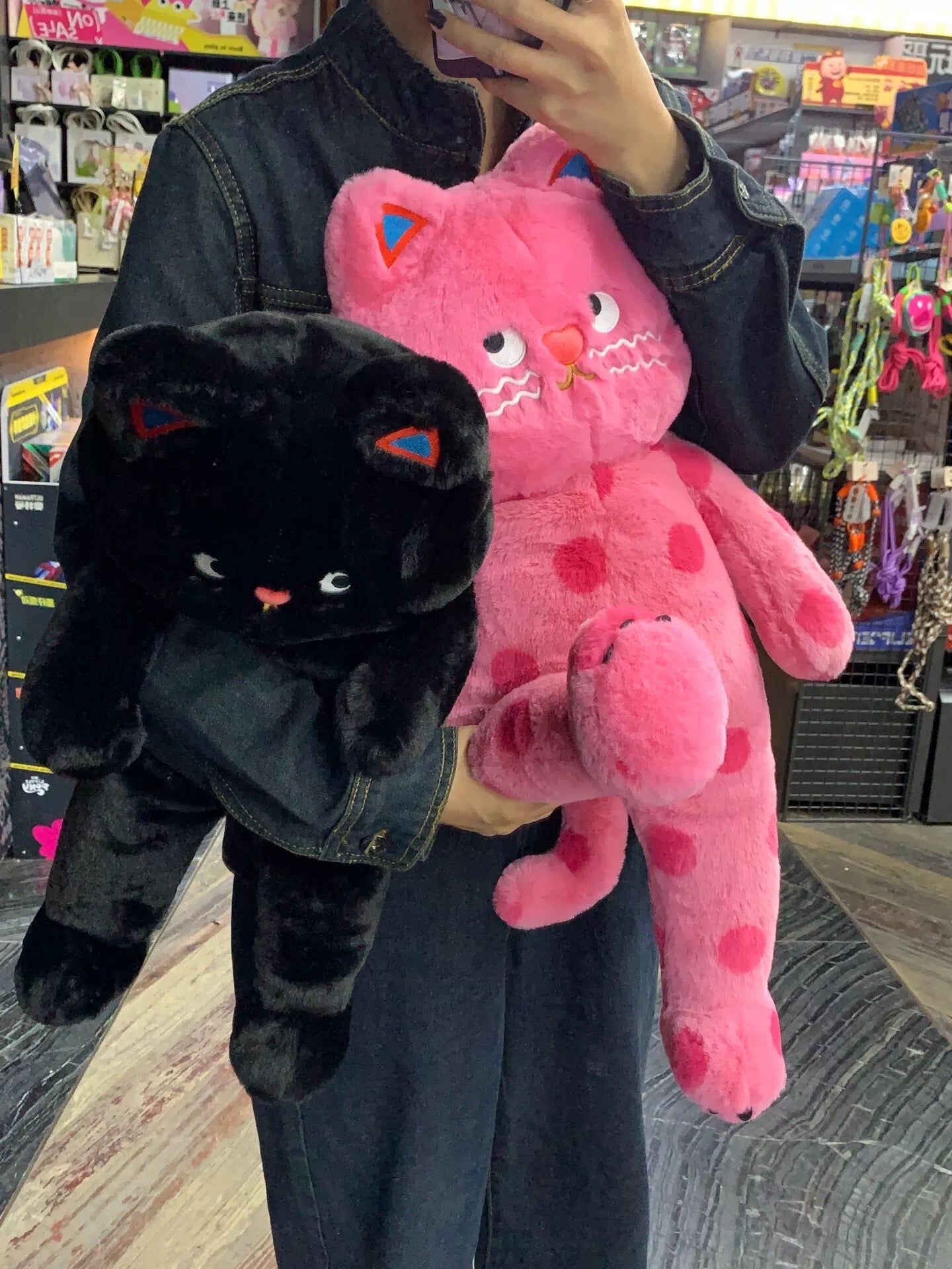 Big Pink Polka Dot Cat