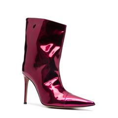 Pink High Fashion Metallic Ankle Boots