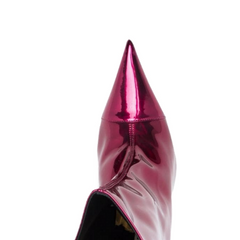 Pink High Fashion Metallic Ankle Boots