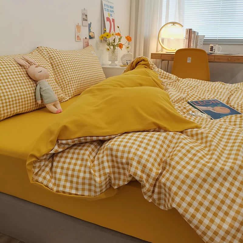 Gingham Plaid Duvet Cover Set