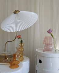 Pleated Brass Table Lamp