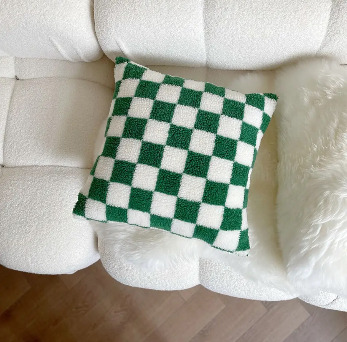 Lamb Fleece Checkerboard Pillow