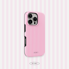 Preppy Pink Striped iPhone Case