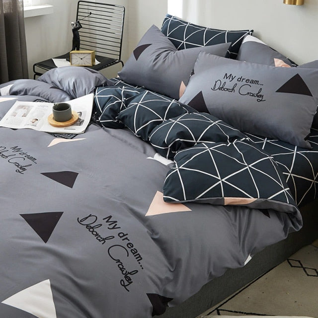 Simple Bedding Set White Leaf Pillowcase Duvet Cover Bed Linen Sheet Single Double Queen King Nordic Quilt Covers 220x240