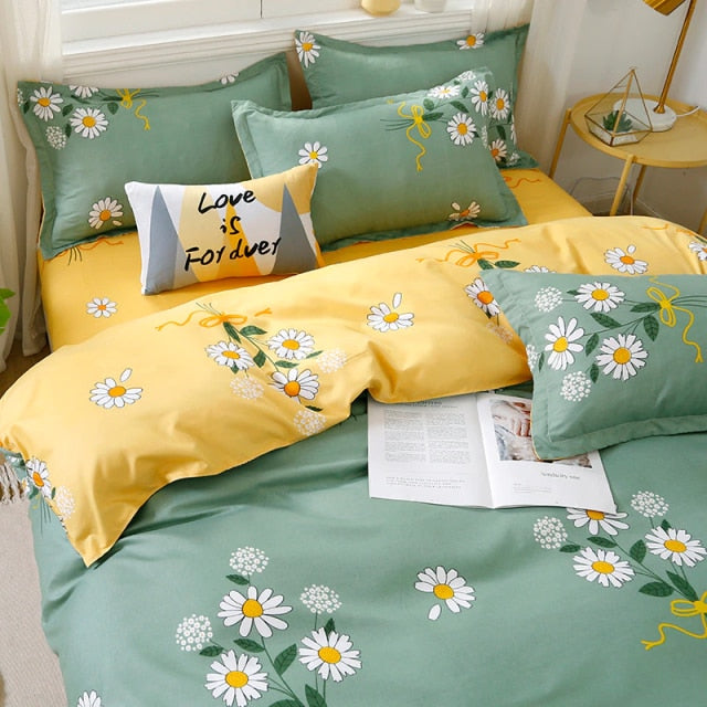 Simple Bedding Set White Leaf Pillowcase Duvet Cover Bed Linen Sheet Single Double Queen King Nordic Quilt Covers 220x240