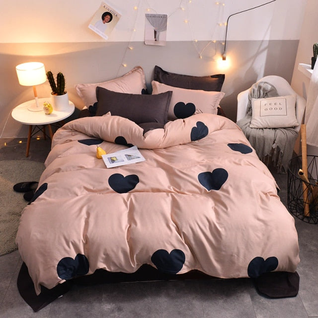 Simple Bedding Set White Leaf Pillowcase Duvet Cover Bed Linen Sheet Single Double Queen King Nordic Quilt Covers 220x240