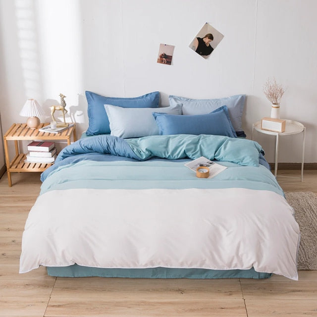 Simple Bedding Set White Leaf Pillowcase Duvet Cover Bed Linen Sheet Single Double Queen King Nordic Quilt Covers 220x240