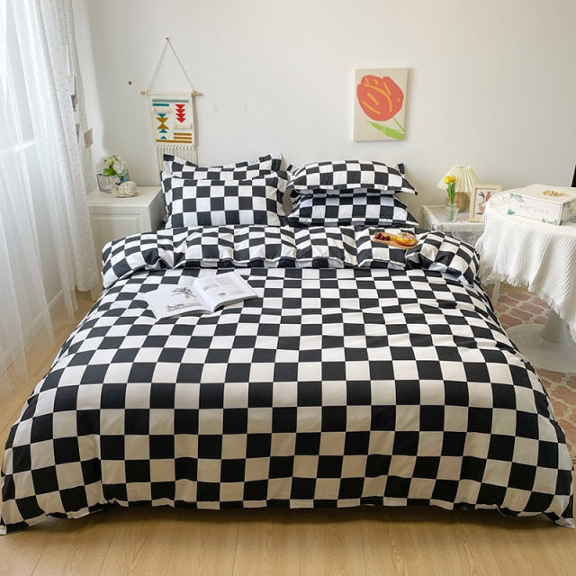 Simple Bedding Set White Leaf Pillowcase Duvet Cover Bed Linen Sheet Single Double Queen King Nordic Quilt Covers 220x240