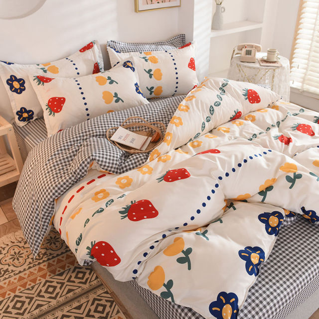 Orange Bedding Set Girls Boys Bed Linen Sheet Plaid Duvet Cover 240x220 Single Double Queen King Quilt Covers Sets Bedclothes