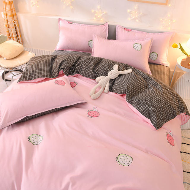Orange Bedding Set Girls Boys Bed Linen Sheet Plaid Duvet Cover 240x220 Single Double Queen King Quilt Covers Sets Bedclothes