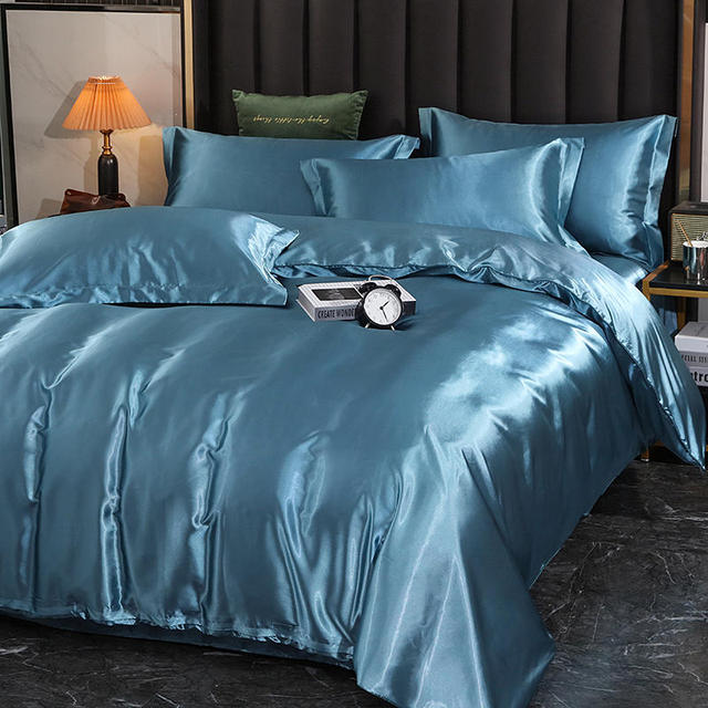 Mulberry Silk Satin Bedding Set High Quality Skin Friendly Real Silk Duvet Cover Set Solid Color King Size White Quilt Cover Set