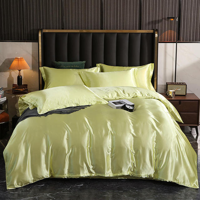 Mulberry Silk Satin Bedding Set High Quality Skin Friendly Real Silk Duvet Cover Set Solid Color King Size White Quilt Cover Set