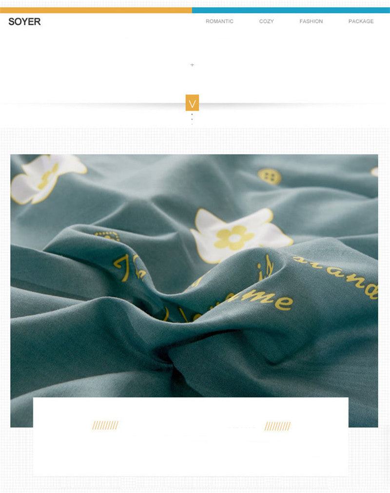 Floral Printed Home Queen Bedding Set Soft Fresh Comfortable Duvet Cover Set with Sheets Quilt Covers Pillow Cases 3-4 Pcs Sets