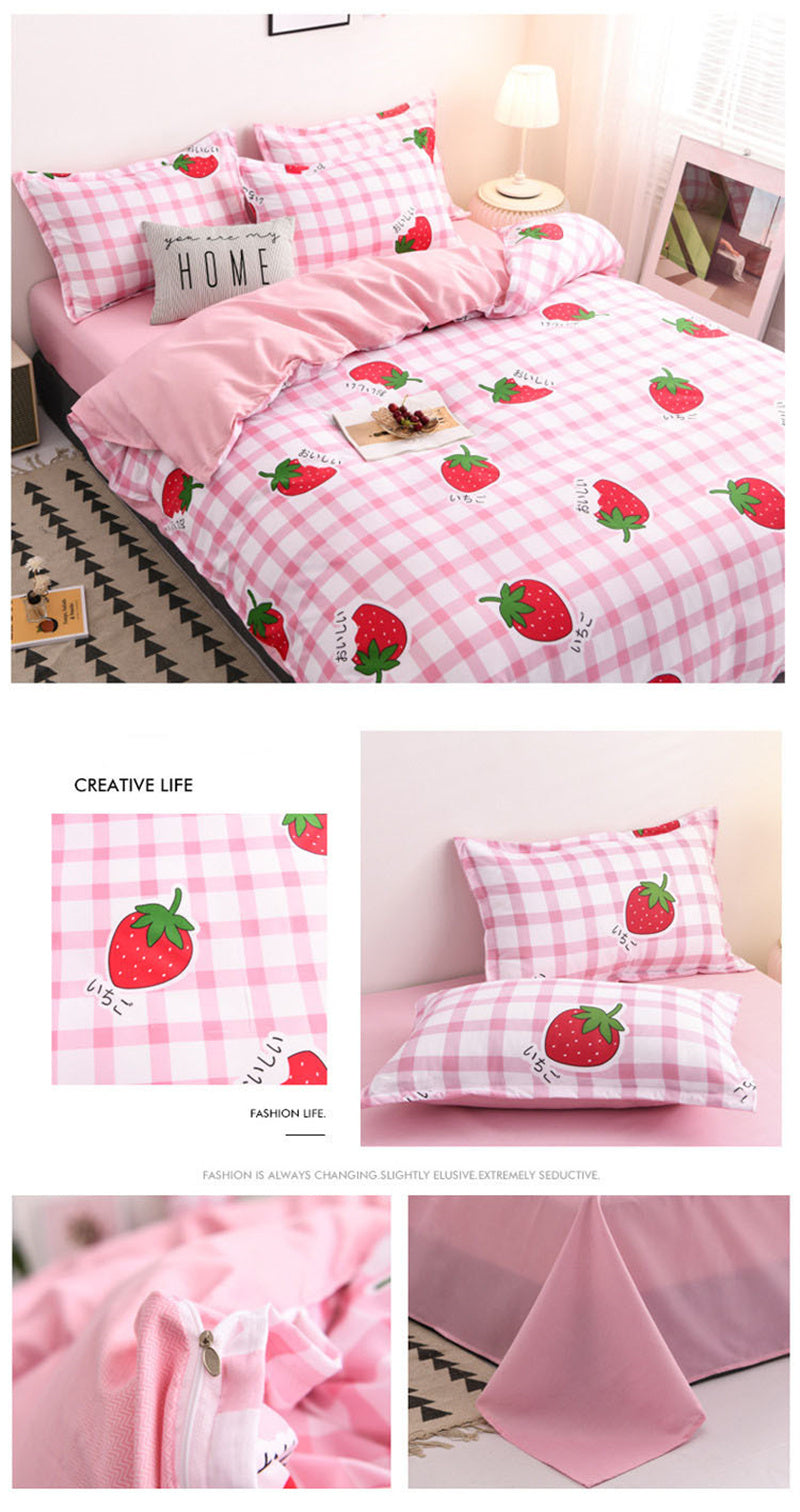 Floral Printed Home Queen Bedding Set Soft Fresh Comfortable Duvet Cover Set with Sheets Quilt Covers Pillow Cases 3-4 Pcs Sets