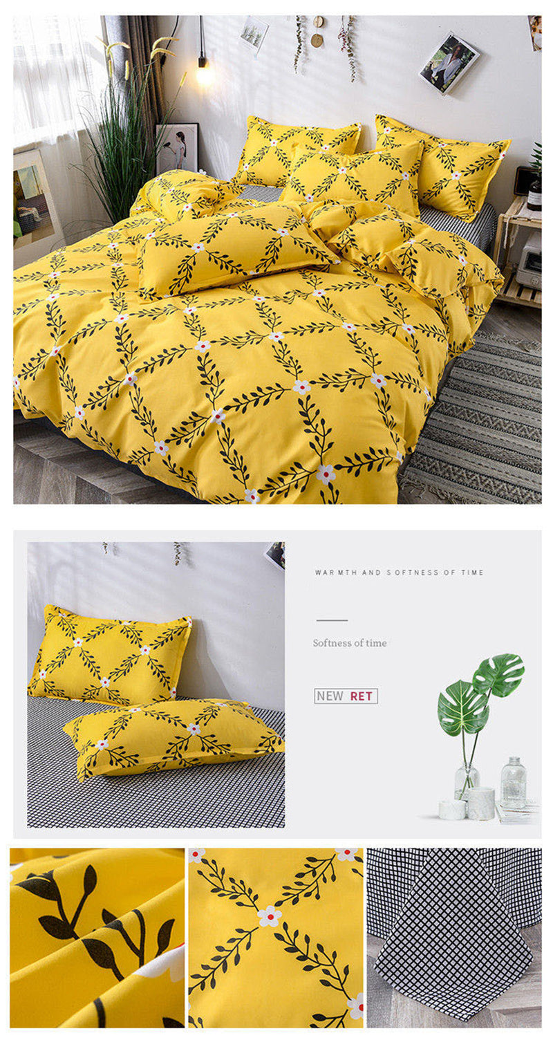Floral Printed Home Queen Bedding Set Soft Fresh Comfortable Duvet Cover Set with Sheets Quilt Covers Pillow Cases 3-4 Pcs Sets