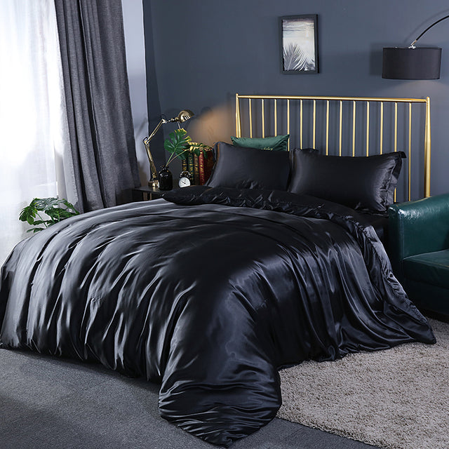 Solid Color Bedding Set Luxury Soft Bed Sheet And Pillowcases Quality Quilt Cover Summer Bed Set For Home Quality Bed Cover Set