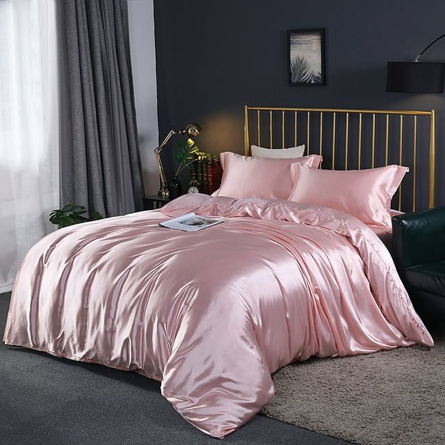 Solid Color Bedding Set Luxury Soft Bed Sheet And Pillowcases Quality Quilt Cover Summer Bed Set For Home Quality Bed Cover Set
